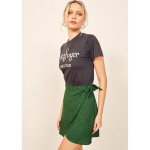 Reformation Skirt Womens XS Wrap Skirt Green Britta‎ Squiggle Print Jitterbug